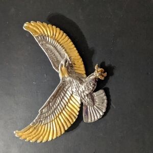 Vintage Gold and Silver Tone Figural Eagle Screw Back Belt Buckle